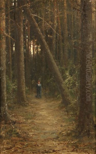 A Walk In The Woods Oil Painting by Yuliy Yulevich Klever the Younger