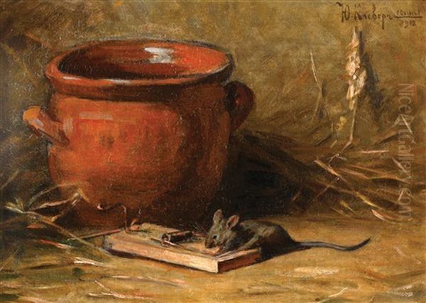 Still Life And A Mouse Oil Painting by Yuliy Yulevich Klever the Younger