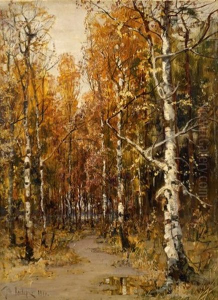 Sous-bois En Automne Oil Painting by Yuliy Yulevich Klever the Younger