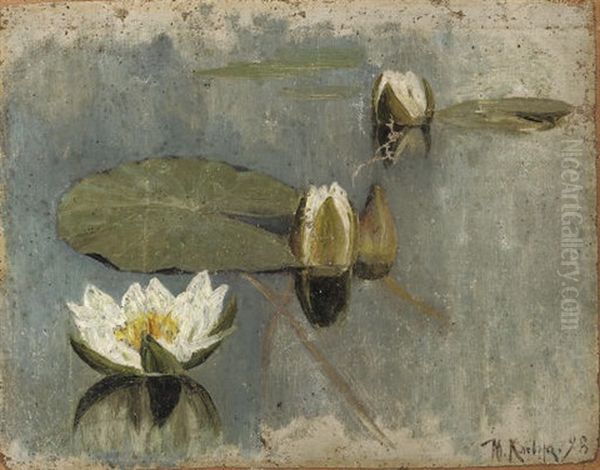 Waterlilies In Bloom Oil Painting by Yuliy Yulevich Klever the Younger