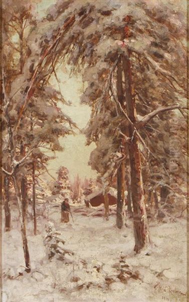 Winter Landscape Oil Painting by Yuliy Yulevich (Julius) Klever