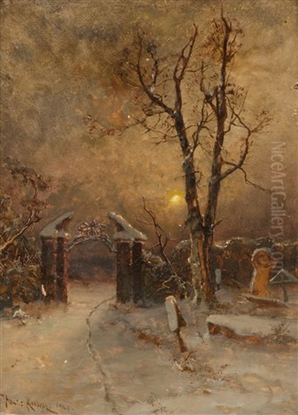 Old Cemetary Oil Painting by Yuliy Yulevich (Julius) Klever