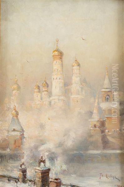 Winter Of 1911, Moscow Oil Painting by Yuliy Yulevich (Julius) Klever