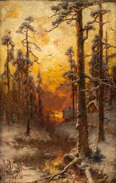 Winter Sun Oil Painting by Yuliy Yulevich (Julius) Klever