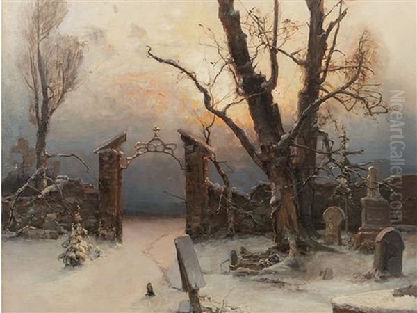 The Abandoned Cemetery Oil Painting by Yuliy Yulevich (Julius) Klever