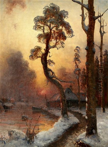 Winter Sun, 1909 Oil Painting by Yuliy Yulevich (Julius) Klever