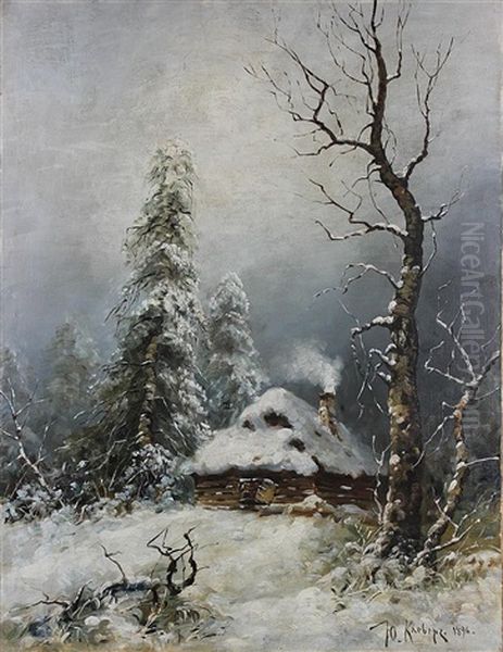 Winter Forest Oil Painting by Yuliy Yulevich (Julius) Klever