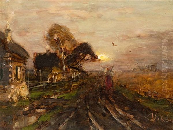 Country Lane At Sunset by Yuliy Yulevich (Julius) Klever