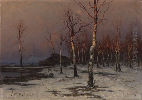 Winter Lanscape Oil Painting by Yuliy Yulevich (Julius) Klever