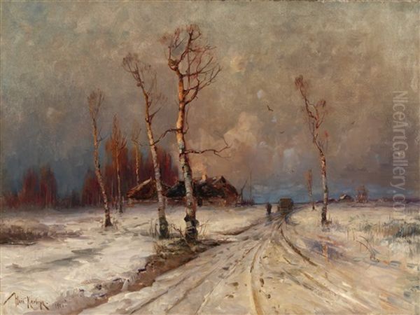 Winter Landscape Oil Painting by Yuliy Yulevich (Julius) Klever