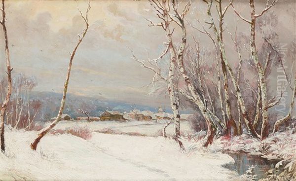 Winterlandschaft Oil Painting by Yuliy Yulevich (Julius) Klever