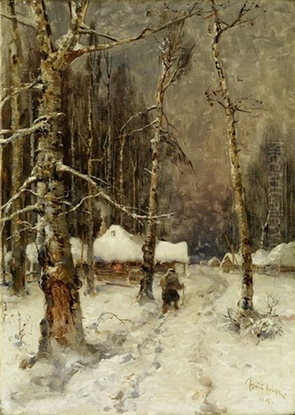 Winterlandschaft Oil Painting by Yuliy Yulevich (Julius) Klever