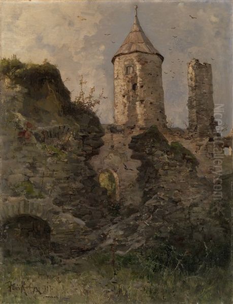 View Of Haapsalu Castle, Estonia Oil Painting by Yuliy Yulevich (Julius) Klever