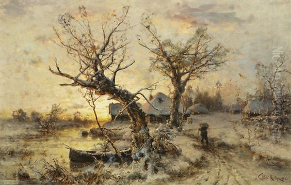 Winter Landscape Oil Painting by Yuliy Yulevich (Julius) Klever