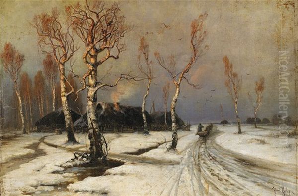 Winter Landscape (collab W/studio) Oil Painting by Yuliy Yulevich (Julius) Klever