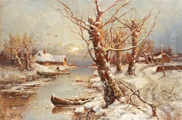 Stimmungsvolle Winterlandschaft Oil Painting by Yuliy Yulevich (Julius) Klever