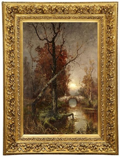 Autumn In The Park Oil Painting by Yuliy Yulevich (Julius) Klever