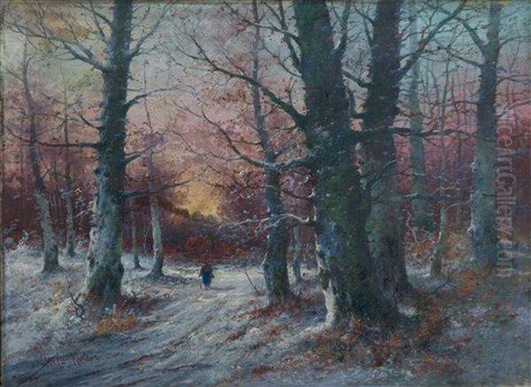 Winterliche Waldlandschaft Oil Painting by Yuliy Yulevich (Julius) Klever