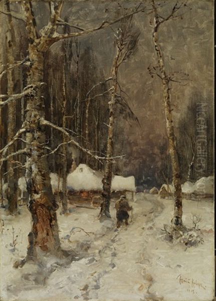 Winterlandschaft Oil Painting by Yuliy Yulevich (Julius) Klever