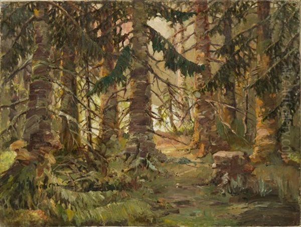 Im Wald Oil Painting by Yuliy Yulevich (Julius) Klever