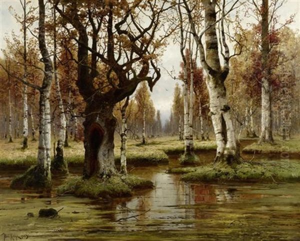 Birkenwald Oil Painting by Yuliy Yulevich (Julius) Klever