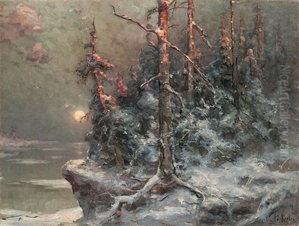 Pine Forest Oil Painting by Yuliy Yulevich (Julius) Klever