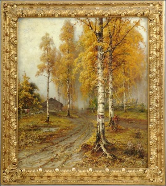 Golden Autumn Oil Painting by Yuliy Yulevich (Julius) Klever