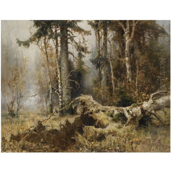 The Forest In Early Morning Oil Painting by Yuliy Yulevich (Julius) Klever