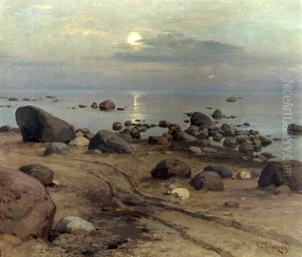 Abendstimmung Am Meer Oil Painting by Yuliy Yulevich (Julius) Klever