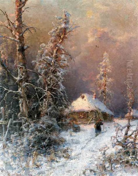 Winter Landscape Oil Painting by Yuliy Yulevich (Julius) Klever