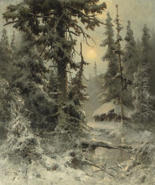 After The Snowfall Oil Painting by Yuliy Yulevich (Julius) Klever