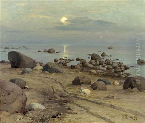 Abendstimmung Am Meer Oil Painting by Yuliy Yulevich (Julius) Klever