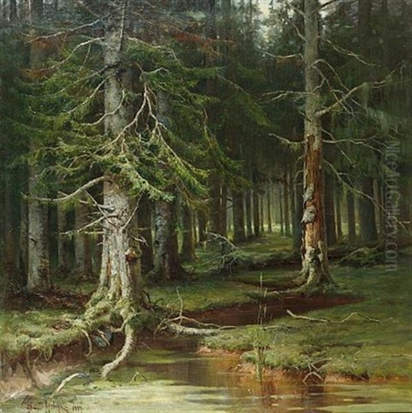 Virgin Forest Oil Painting by Yuliy Yulevich (Julius) Klever