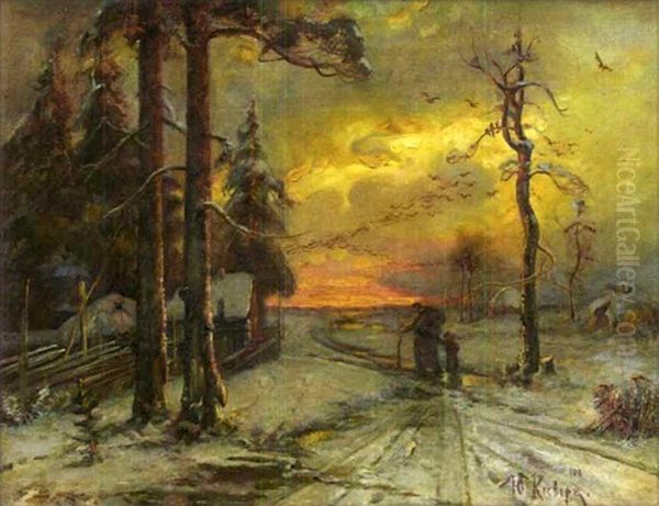 Soiree D'hiver Oil Painting by Yuliy Yulevich (Julius) Klever