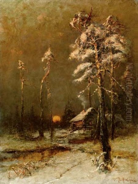 Winterlandschaft Oil Painting by Yuliy Yulevich (Julius) Klever