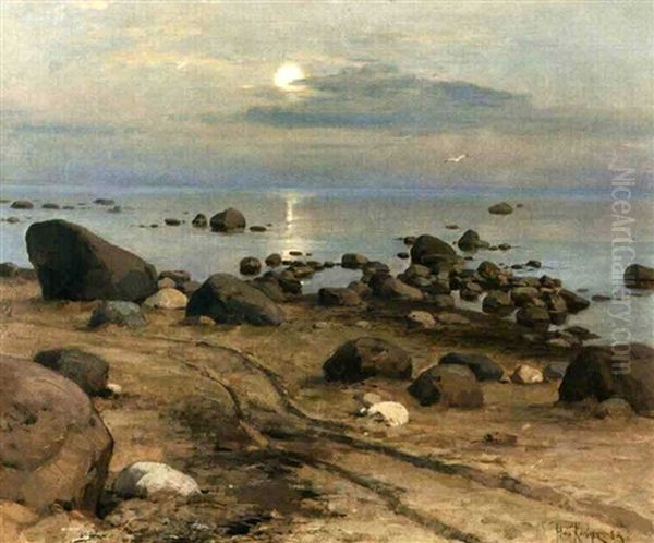 Abendstimmung Am Strand Oil Painting by Yuliy Yulevich (Julius) Klever