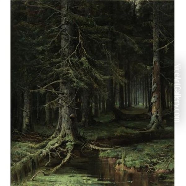 Forest Oil Painting by Yuliy Yulevich (Julius) Klever