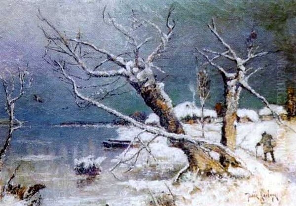 Paysage D'hiver Oil Painting by Yuliy Yulevich (Julius) Klever