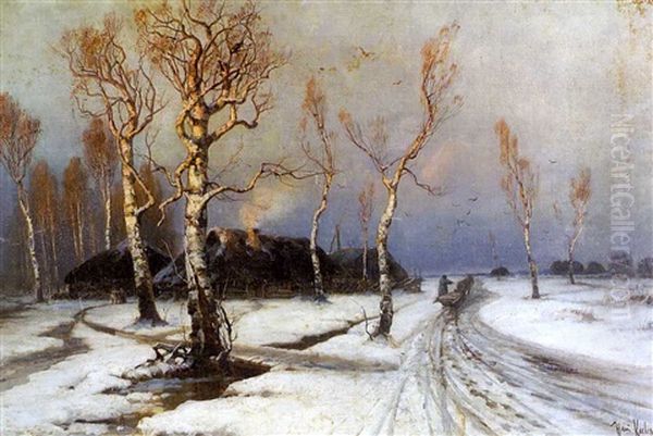 Kevattalvi (late Winter) Oil Painting by Yuliy Yulevich (Julius) Klever