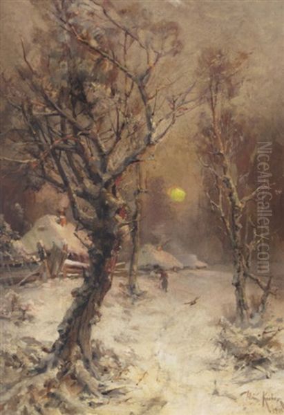 Winter Landscape Oil Painting by Yuliy Yulevich (Julius) Klever