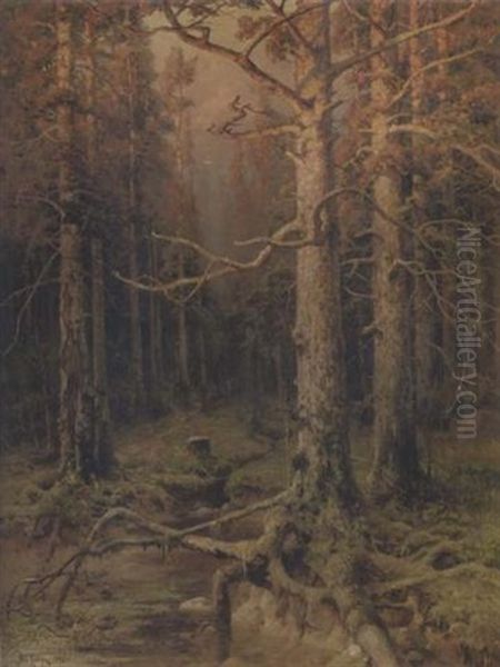 Forest Landscape Oil Painting by Yuliy Yulevich (Julius) Klever