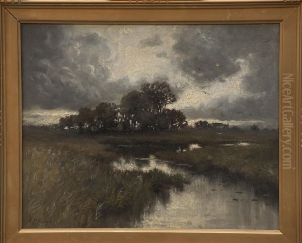 Temporali In Normandia Oil Painting by A.T. Bazane