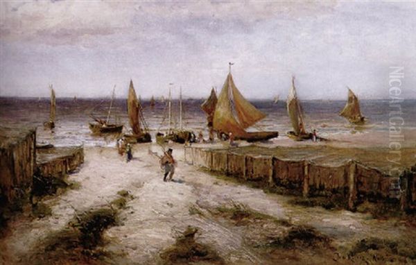 Einlaufende Fischerboote An Der Ostsee Oil Painting by Yuliy Yulevich (Julius) Klever