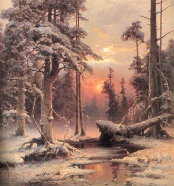 Vinterkvall Oil Painting by Yuliy Yulevich (Julius) Klever