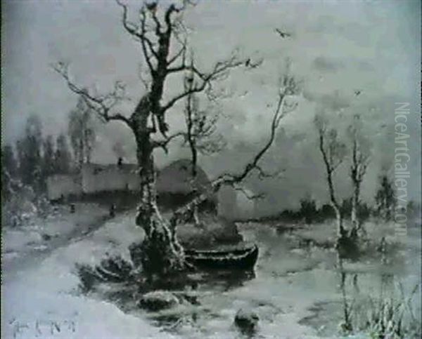 Winterabend Oil Painting by Yuliy Yulevich (Julius) Klever