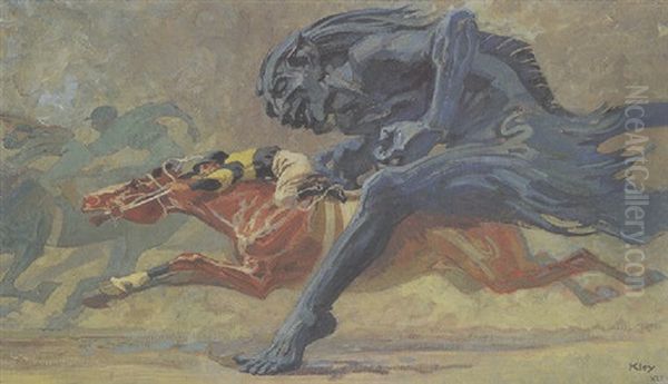 Wettrennen Oil Painting by Heinrich Kley