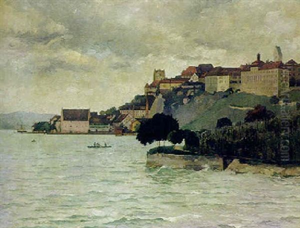 Blick Von Osten Auf Die Bodenseestadt Meersburg Oil Painting by Heinrich Kley