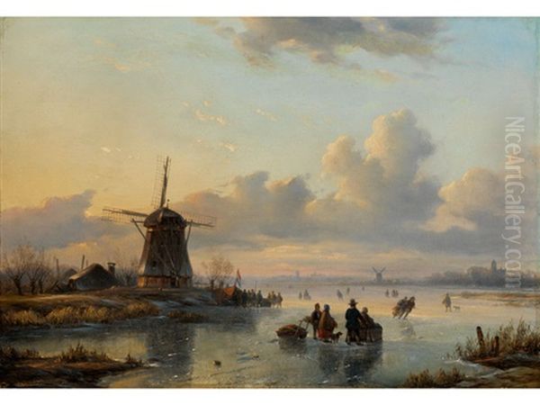 Eisvergnugen Oil Painting by Lodewijk Johannes Kleyn