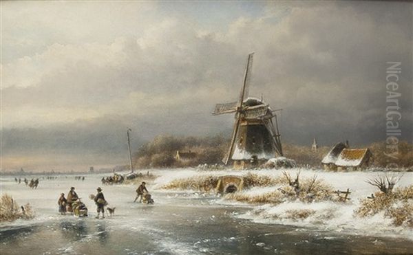 Den Haag Winterabend In Holland Oil Painting by Lodewijk Johannes Kleyn