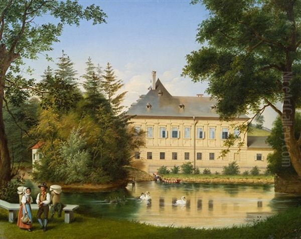 Schloss Laudon In Wien Oil Painting by Eduard Klieber